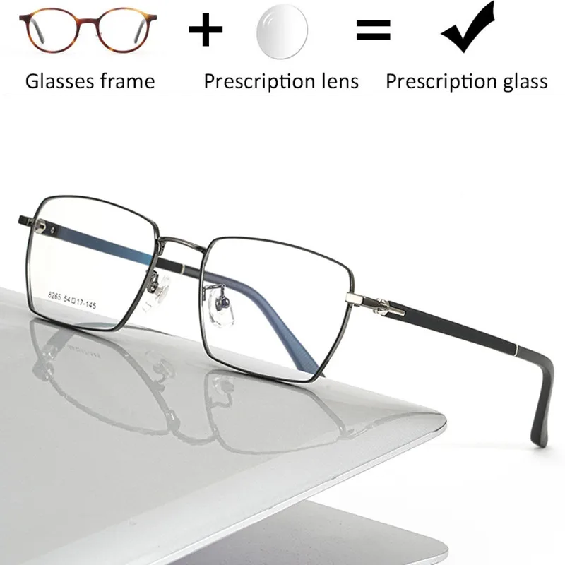 

Custom Retro Square Prescription Glasses Men Titanium Alloy Photochromic Reading Glasses Oversize Anti Blue Light Myopia Glasses