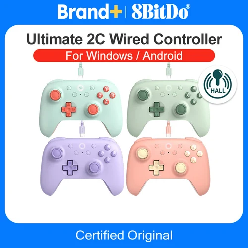 8BitDo Ultimate 2C controlador con cable Gamepads PC Black Myth Wukong para Windows 10 11 Android efecto Hall Joysticks y disparadores