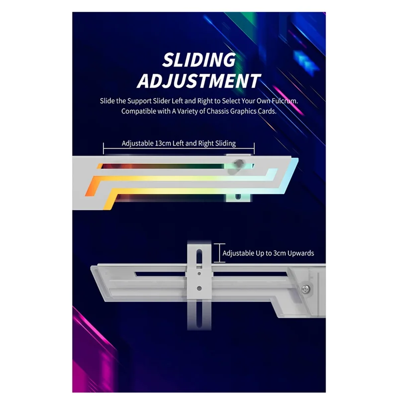 A76F-Soporte de tarjeta gráfica con pantalla de temperatura ARGB 5V 3PIN Soporte VGA para tarjeta gráfica de computadora