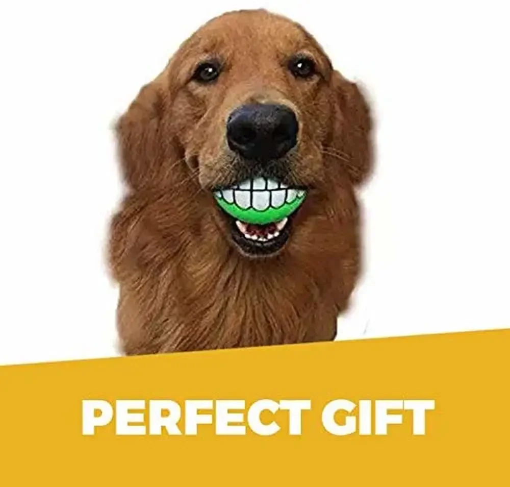 Funny Teeth Balls for Dogs Nontoxic for Puppy Small Large Doggies Tooth Chew Toy Squeaky Smiling Pet Ball Cute Doggy Gifts