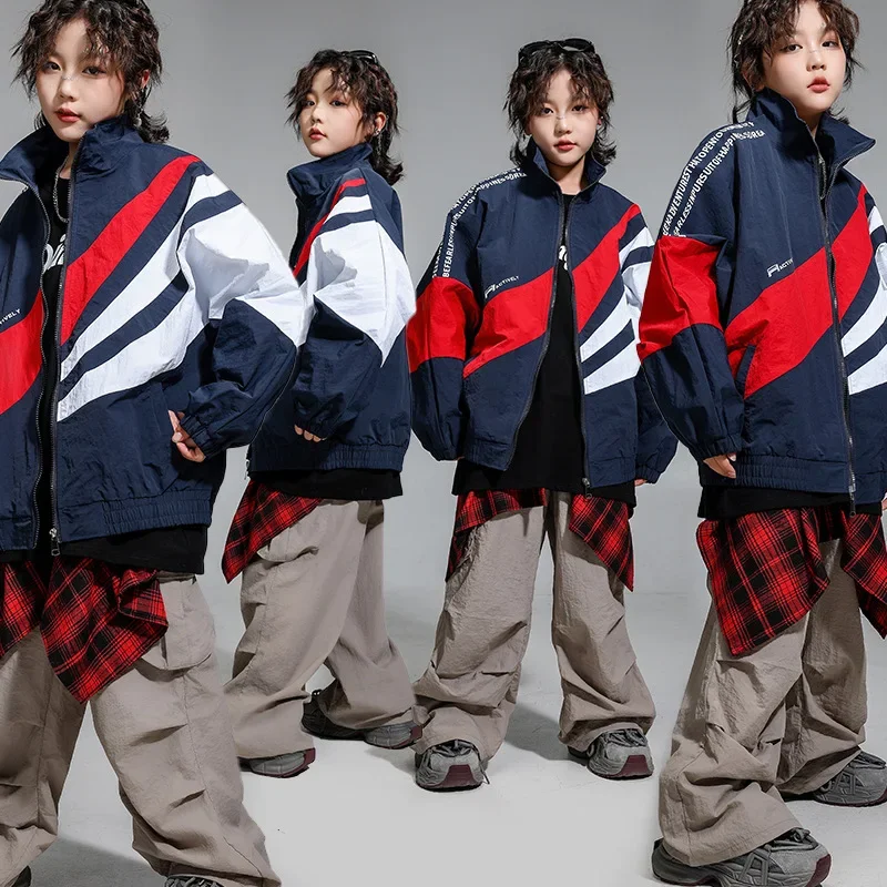 Hip Hop ชุดเด็กหลวม Contrast เสื้อกางเกง Street Dance เสื้อ Streetwear เด็ก Jazz K-pop เสื้อผ้าเด็กเครื่องแต่งกาย