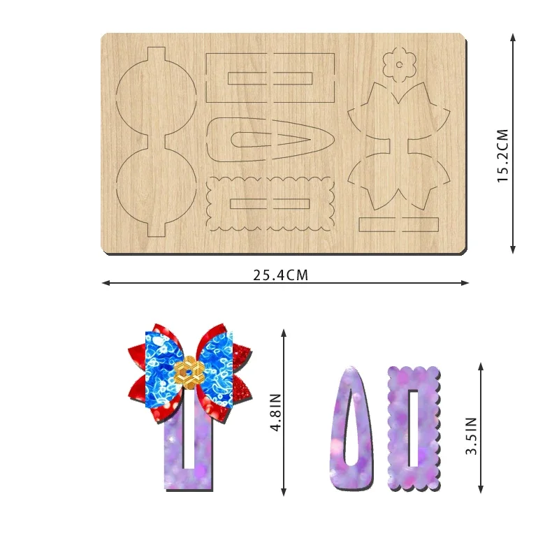 SIZZIXDIES Hairpin Clips Bows Wooden Cutting Dies for Scrapbooking Compatible with Various Machines Multi-Sized 3
