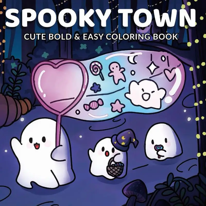 Adult Coloring Book Spooky Town Cozy Girl Season Art Therapy Gift Stress Relief Design Theme Decor Enthusiast for Women Men