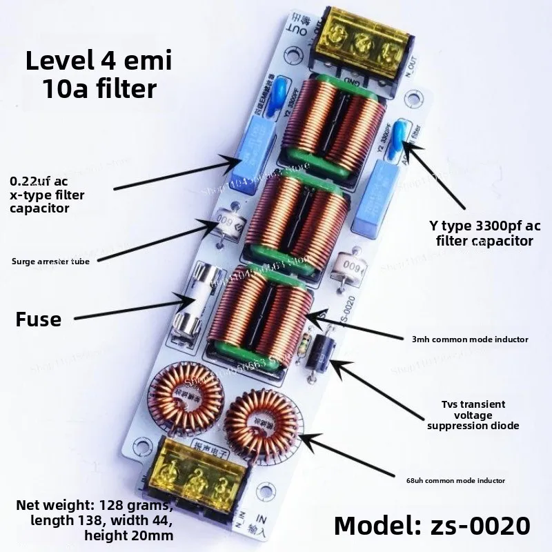 Ultra‑Thin 220V Four‑Stage EMI Filter Pulse Surge Protector Differential & Common Mode Interfe rence Suppressor