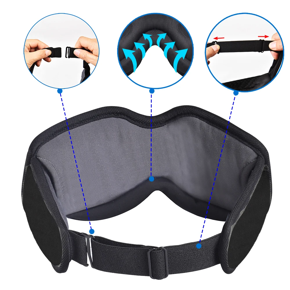 Sleep Headphones 5.2 Bluetooth Sleep Mask Cooling Eye Shade with Music and Ultra Thin Speakers for Sleeping Travel