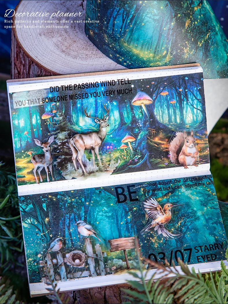 1 Rolle Night Forest Series Tapes, Scrapbooking-Aufkleber, perfekt für Collage, Journaling, Basteln, Diy-Zubehör – Detail 13