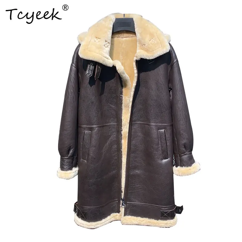 Tcyeek Real Fur Coat Genuine Leather Jacket for Women Winter Clothes Genuine Sheepskin Fur Womens Jackets 2025 Пальто Женское