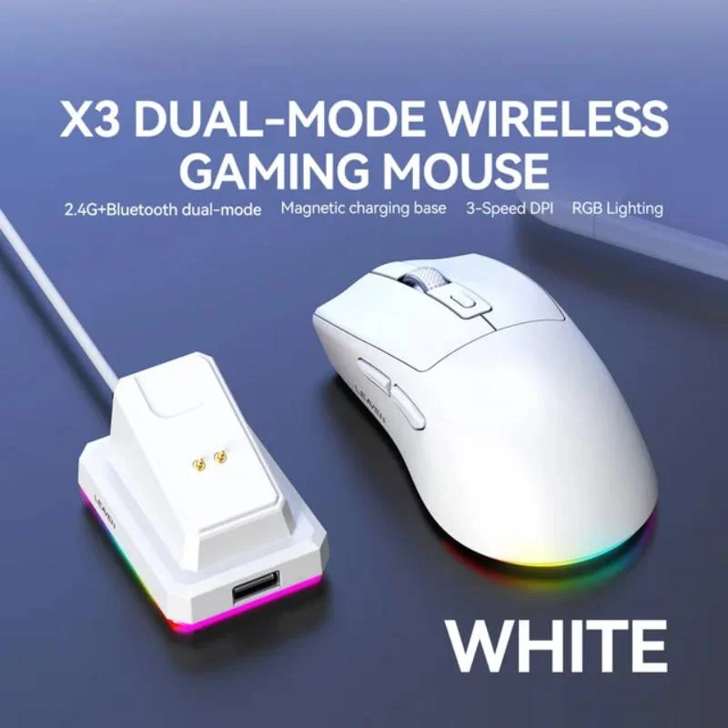 2.4G Bluetooth Kabellose Dual-Mode Wiederaufladbare Maus mit Ladestation, Einstellbarer DPI, RGB-Hintergrundbeleuchtung, Ergonomische Büromaus für PC
