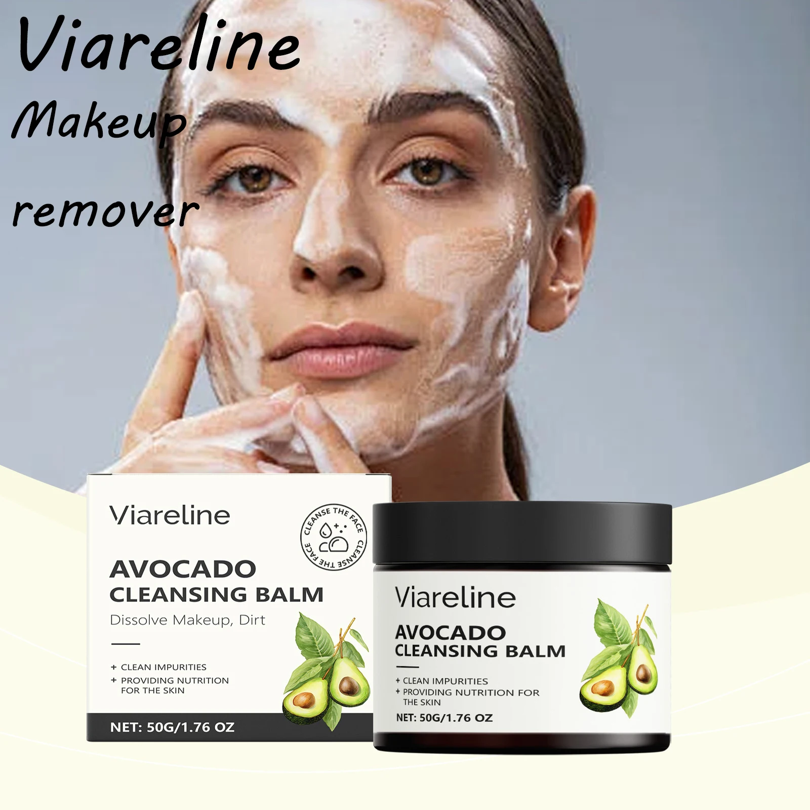 

Viareline Avocado Makeup Remove Balm Gentle Cleaning Face Dirts Moisturizing Refreshing Enhance Smoothness Face Makeup Remover