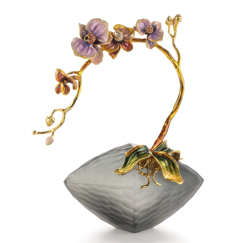 Home Decoration Supplies Flower Ornament Modern Luxury Home Decoration Enamel Orchid Nordic Decoration New House Gifts