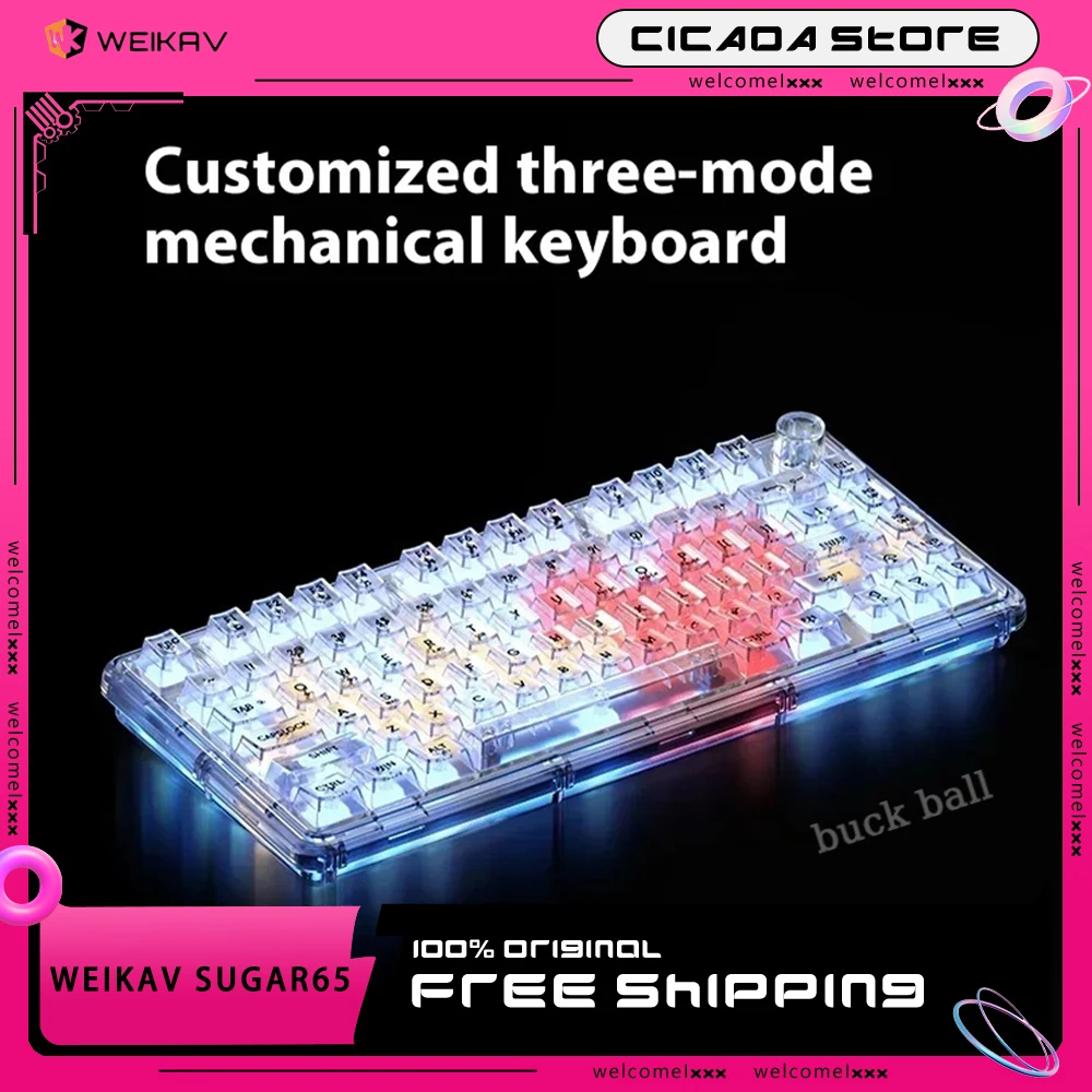 

Weikav One 75 Mechanical Keyboard Custom Knob 75% Rgb Transparent Keyboard 2.4G Wireless Three-Mode Keyboard Boys Brithday Gifts