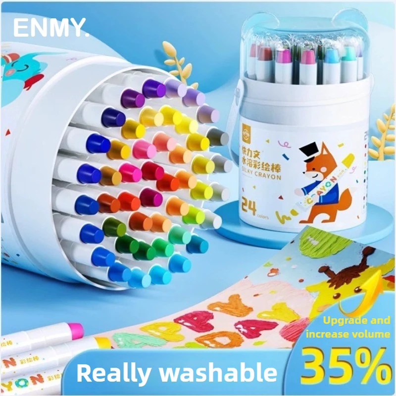 ENMY 48/12 colores, crayones lavables sin manchas para niños, acuarela, pasteles al óleo, traje, arte para niños, papelería, suministros escolares de oficina