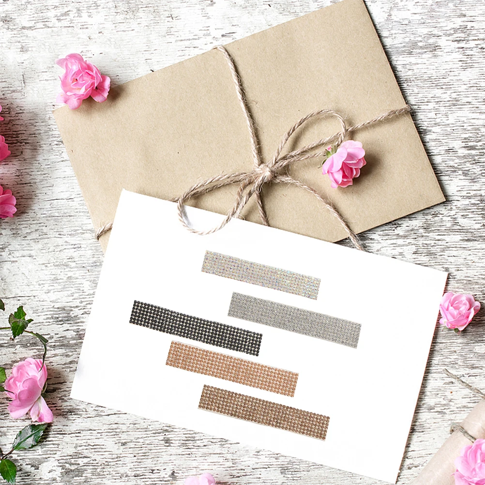 

5 Rolls Self-Adhesive Glittering Crystal Rhinestone Ribbon Decorative Strips For Crafts Clothes Bags Shoes Diy Home Decor