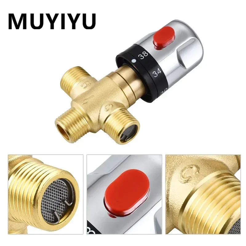 

MUYIYU Brass Thermostatic Mixing Valve Constant Water Temperature Shower Faucet Kitchen Tap Valve Thermostat Bathroom accessory