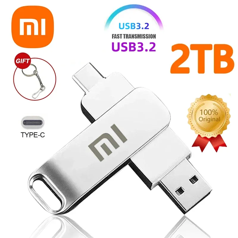 Xiaomi 2TB USB 3.2แฟลชไดรฟ์ความเร็วสูงถ่ายโอนข้อมูลโลหะ pendrive การ์ดหน่วยความจำ pendrive แฟลชไดรฟ์ไม้กันน้ำใหม่