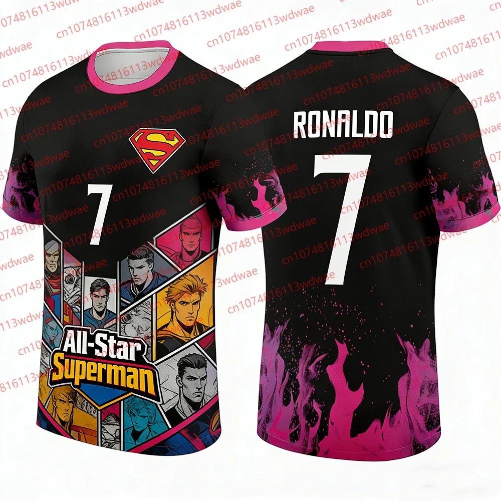 2026 Ronaldo 7 All Star Superman Spider-Man Maglia da calcio stampata in 3D T-shirt sportiva casual da uomo Manica corta Fan Abbigliamento Top