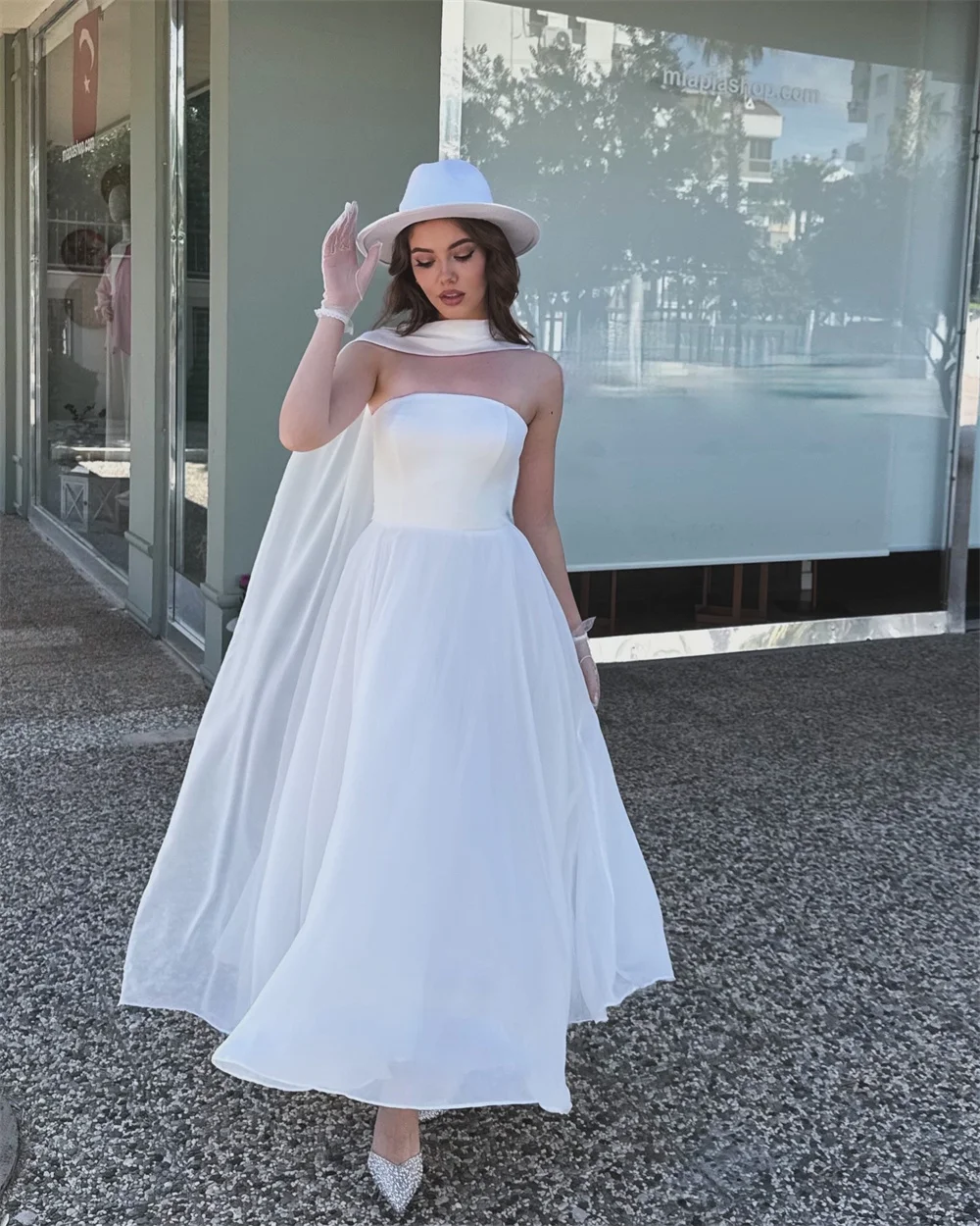 Mila Sukienki Wieczorowe Szyfonowe Bez Ramiączek na Zamówienie Bez Rękawów Sukienka na Bal 2025 Eleganckie Sukienki Formalne na Wesele do Kostek