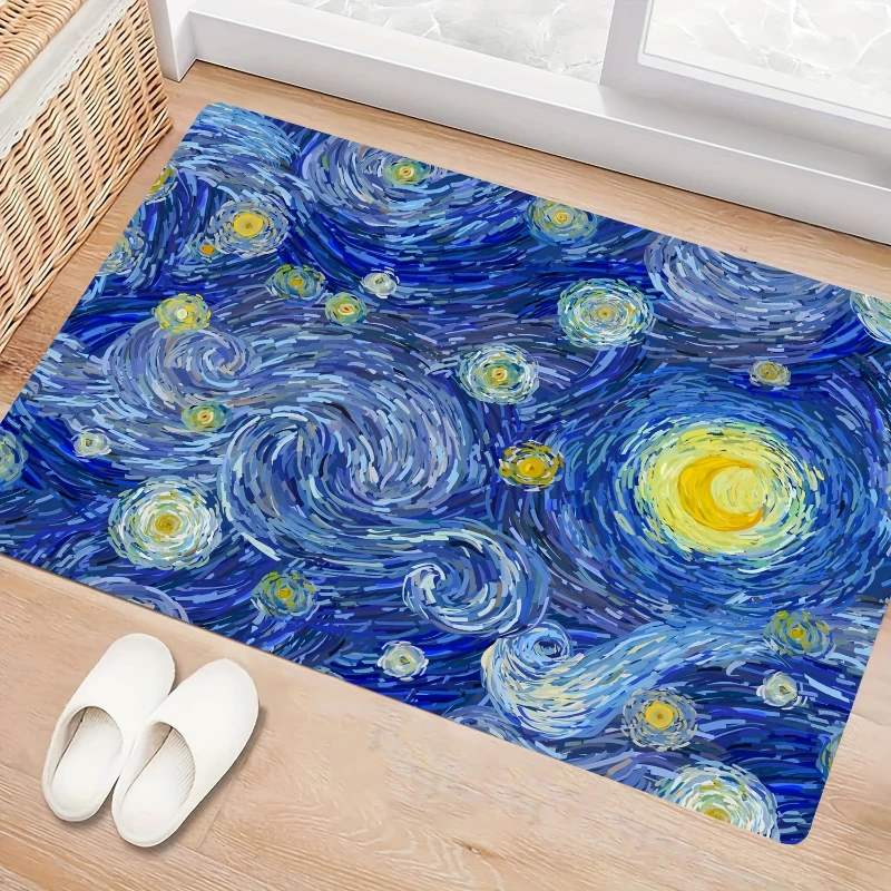 Sparkling Starry Night Rug Artistic Floor Mat Non-slip Machine Washable Carpet For Living Room Bedroom Home Decor Accessories