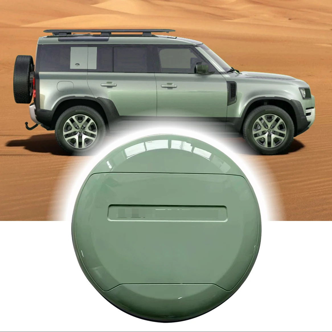 Spare Tire Cover fits for LR Defender 110 90 130 2020 2021 2022 2023 2024 ABS Spare Tyre Wheel Cover Protector (Grasmere Green)