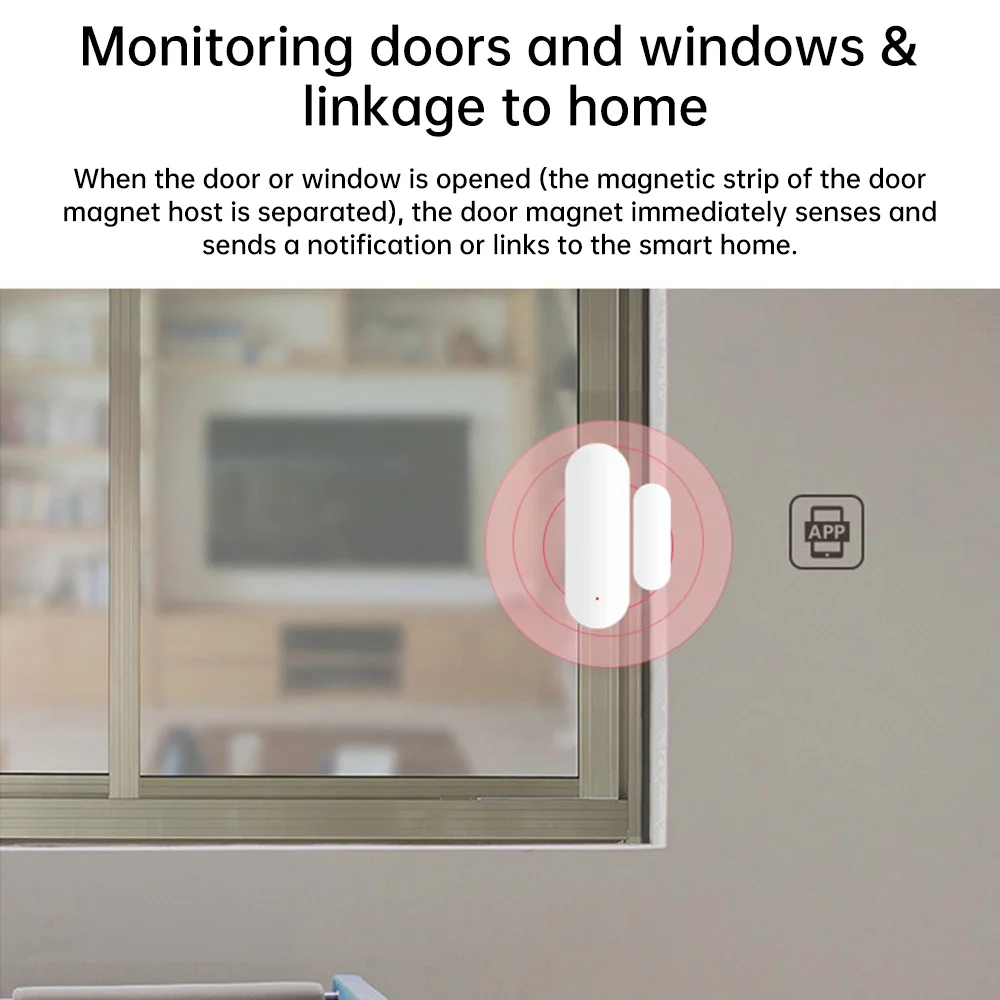 Tuya Smart WiFi Zigbee Door Sensor Open Close Detector Voice/App Control Compatible with Alexa Google Home Door Window Sensors