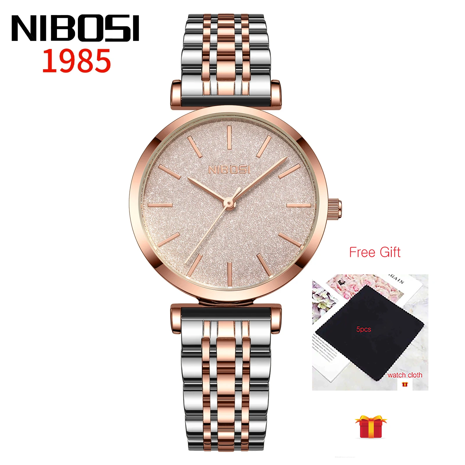 

NIBOSI Top Brand Women Quartz Watches Luxury Pink Stainless Steel Ladies Watch Waterproof Fashion Female Watches Reloj Mujer