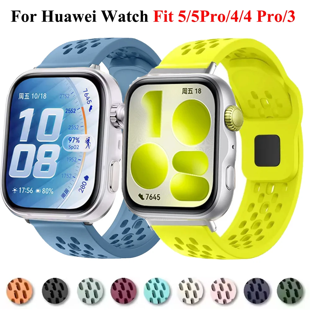 Atmungsaktives Silikonarmband für Huawei Watch Fit 5/4/3, austauschbares Armband für Huawei Watch Fit 4 Pro Fit 5 Pro Zubehör