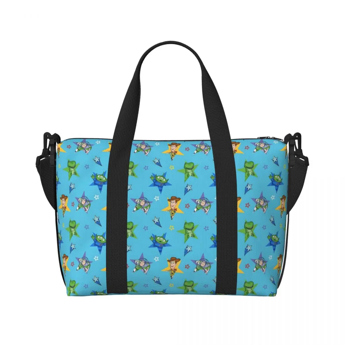 

Custom Toy Story Cartoon Anime Figure Tote Bag Women Large Capacity Classic Movie Gym Beach Shoulder Travel Bag