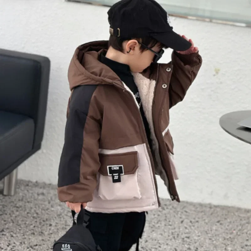 Boys Coat Jacket Cotton Windbreak 2024 Graceful Warm Plus Thicken Tracksuit Spring Autumn School Children's Clothing