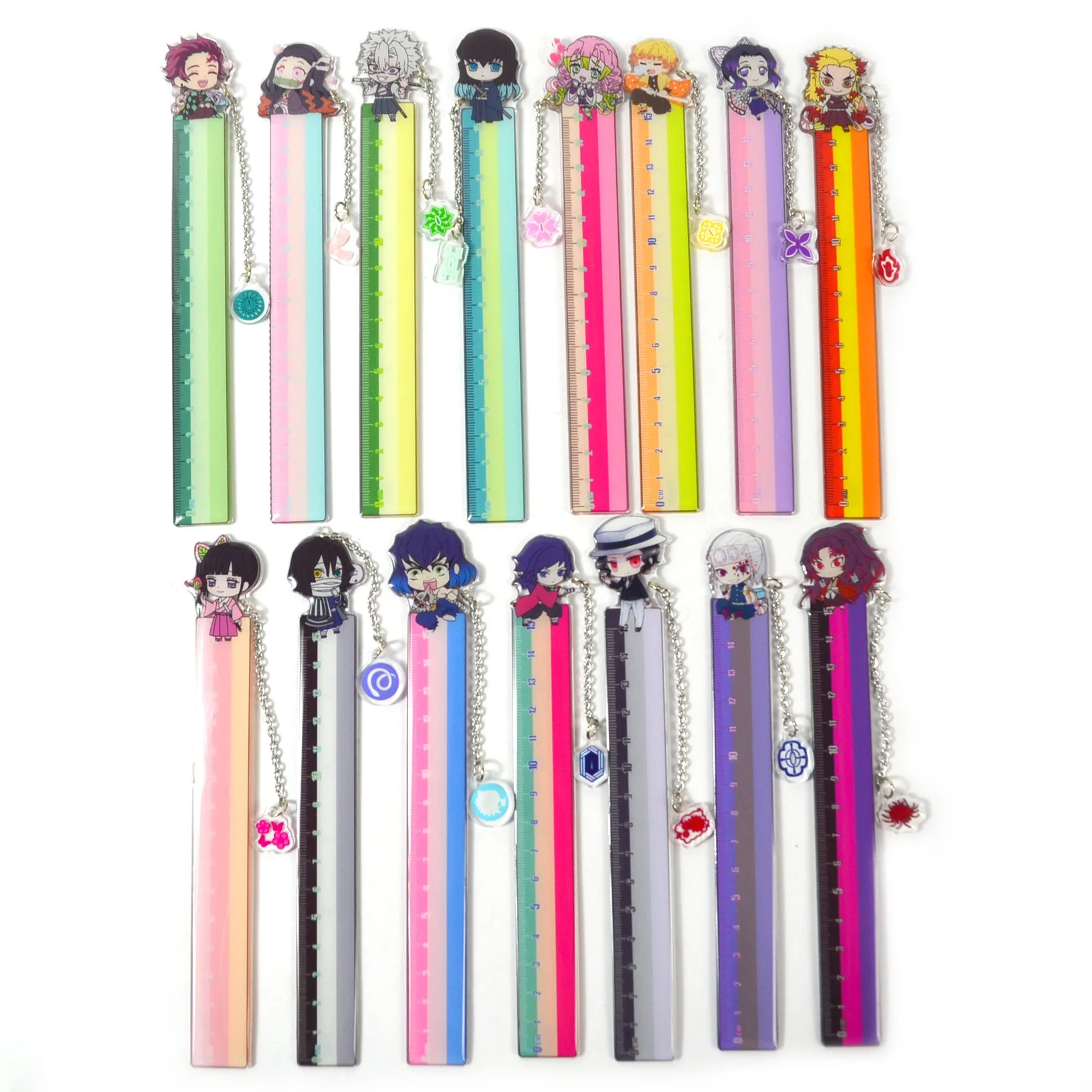 Regla de Anime con Diseño de Kamado Tanjirou y Nezuko, Regla Recta Kawaii para Dibujar, Material Escolar, Regalo