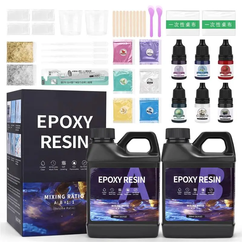 1:1 AB Epoxy Resin Glue Kits 500/1000ml High Adhesive Hardener Crystal Glue Set For DIY Resin Mold Jewelry Making Supplies