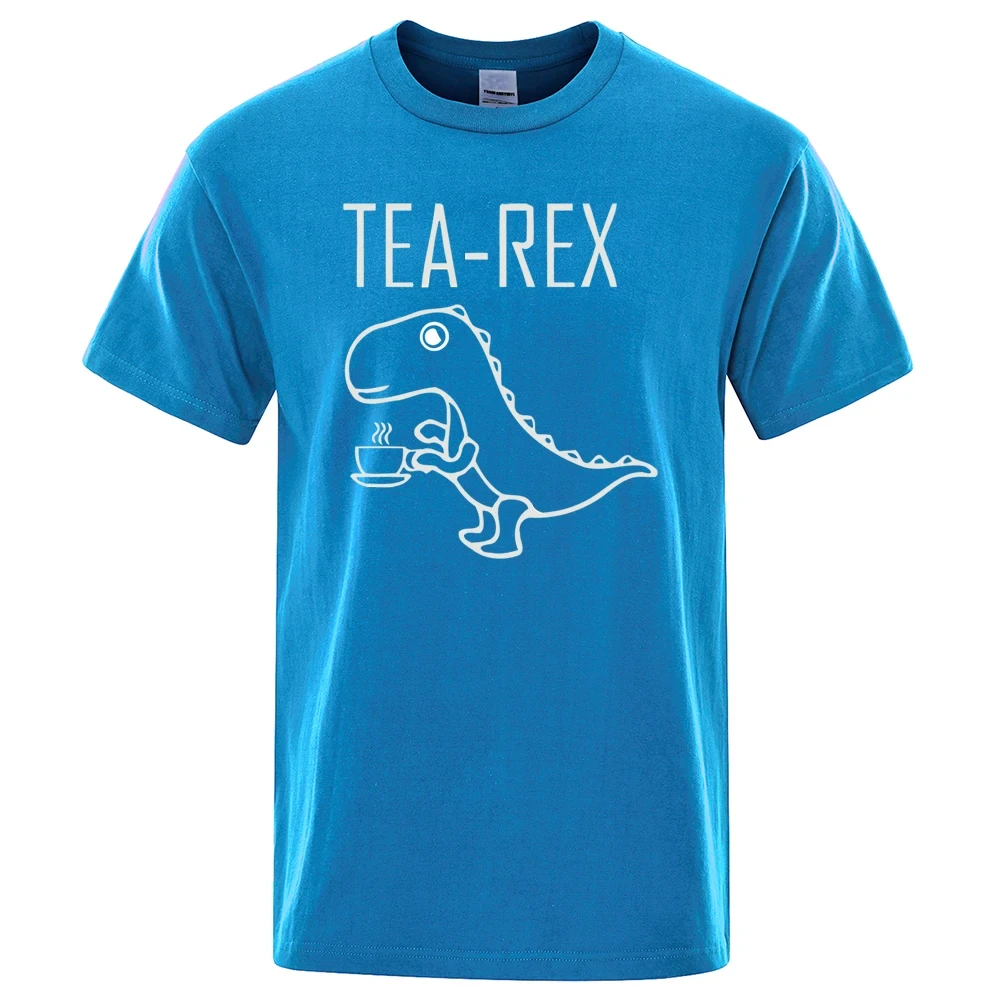 Men Women T-Shirts Tea Rex Funny Dinosaur Drink Coffee T Shirts Fashion Casual TShirt High Quality Tops Tee Shirt 64601