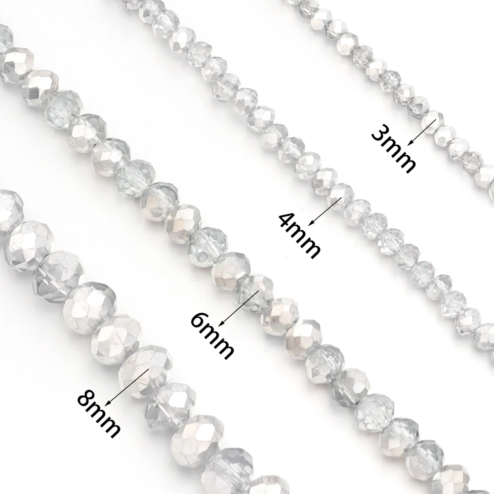 1 Strand 3/4/6/8mm Crystal Beads Rondelle Loose Spacer Glass Faceted Beads For Jewelry Making DIY Necklace Bracelet Accessories