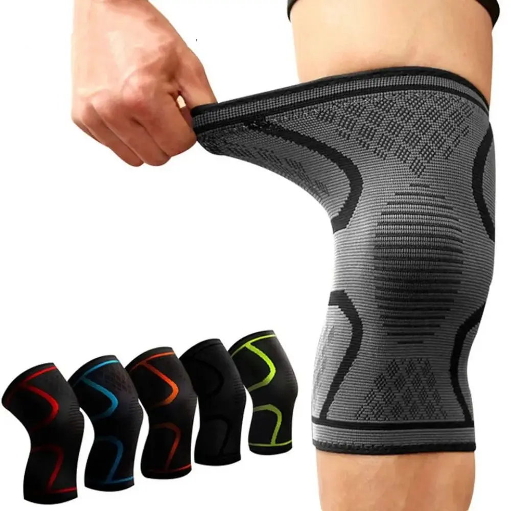 Goede Nylon Polyester Compressie Knee Pad Mouw 5 Kleuren Elastische Knie Wrap Brace Reliëf Fietsen