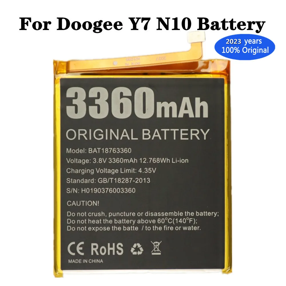 

2023 год, оригинальный аккумулятор DOOGEE BAT18763360 Для Doogee N10 / Y7 3360 мАч, высококачественные заменяемые Мобильный телефон батареи