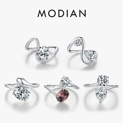 MODIAN Luxury Irregular Line Rings 925 Sterling Silver Snake Metal Dazzling Geometric CZ Finger Rings For Women Fine Jewelry
