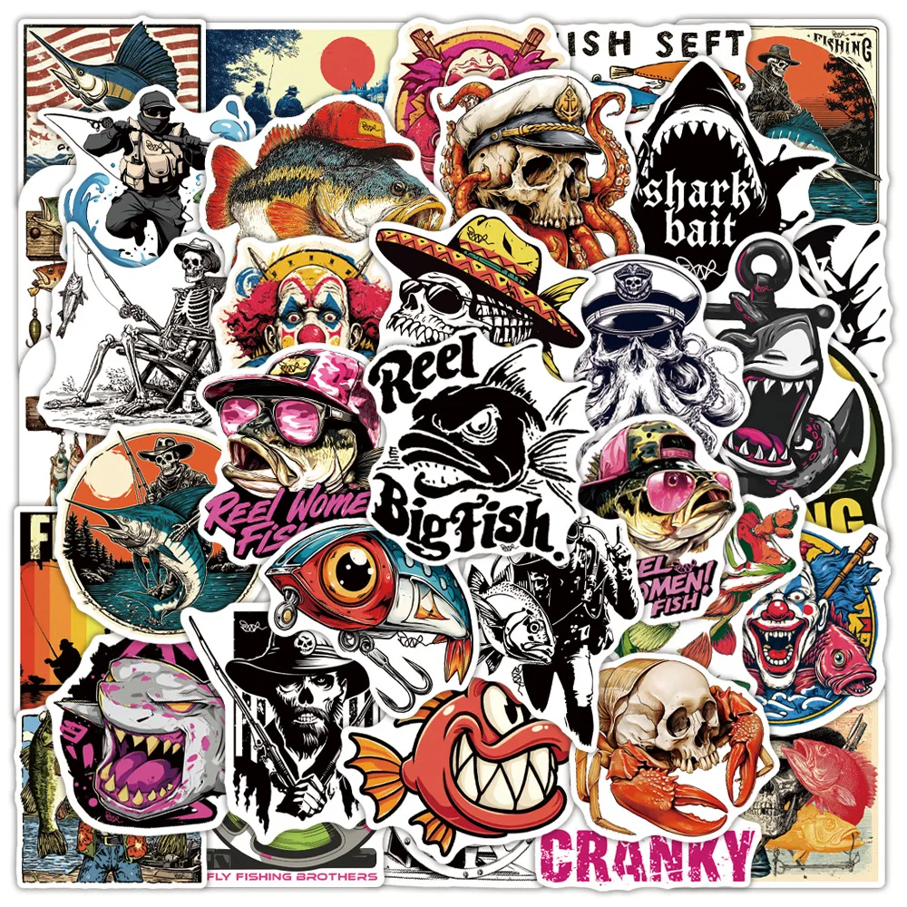 

50PCS Fishing Lure Series Graffiti Stickers Creative Cartoon Decal Notebook Phone Guitar Skateboard Waterproof Sticker Kid Toys