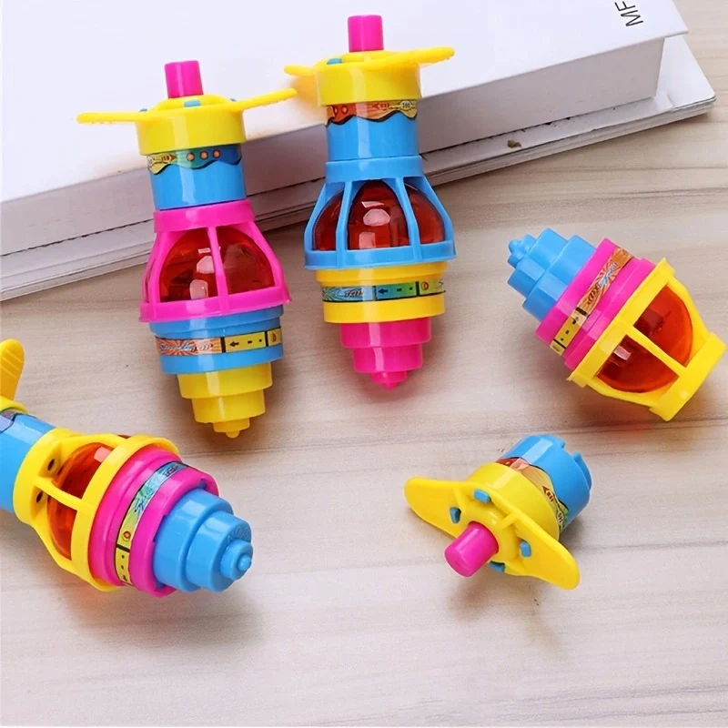 1PC カラフルなフラッシュこまプラスチック発光射出ハンドルジャイロスコープ点滅圧力ジャイロ子供の古典的なおもちゃ