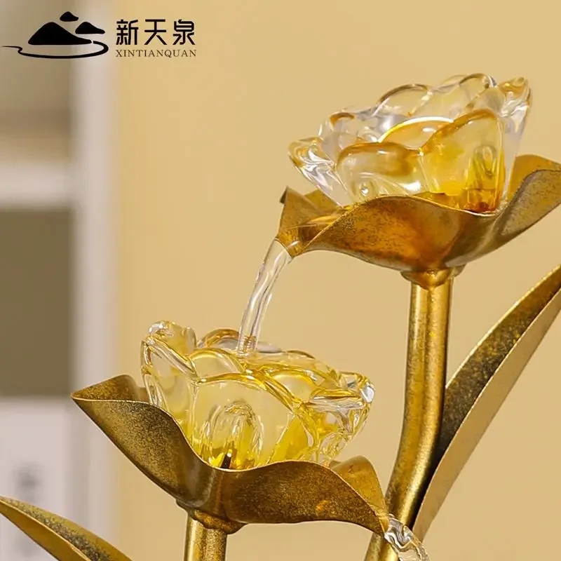 Zhaocai Glass Flowing Decoration New Circulating Water Desktop High end Decoration Office Front Desk Home Living Room Decoration