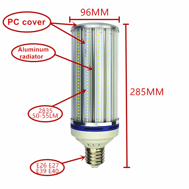 E26E27E39 E40 2835 60W LED bulb 80W Big corn lamp 100W street lamp 150W yard lamp For Factory Warehouse High Bay Light Corn Lamp