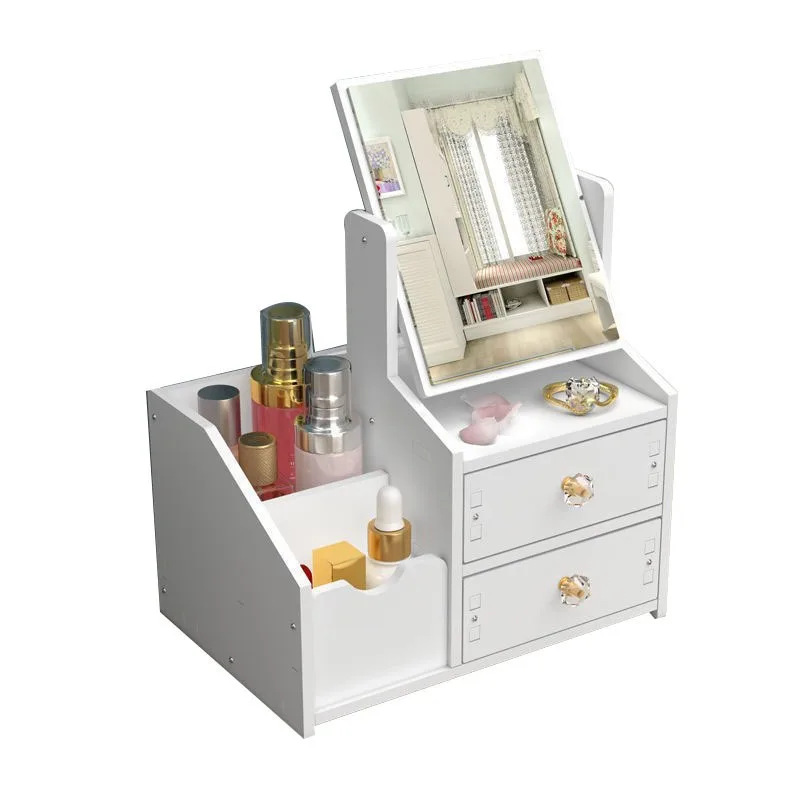 

High-End Desktop Jewelry & Cosmetic Organizer - Drawer Design + Makeup Mirror, Ideal for Skincare & Home Countertop Storage