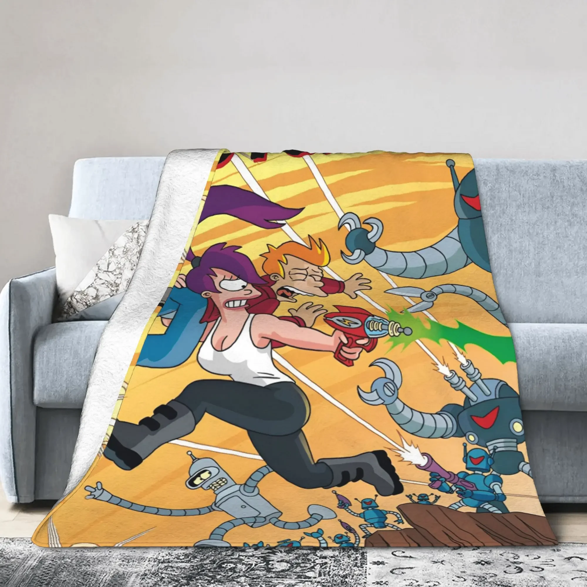 

Фланелевое одеяло с принтом мультфильма «Бендер Робот Фрай Лилла» и «Планет Экспресс», легкое, для дивана, кровати, домашнего декора, многофункциональное