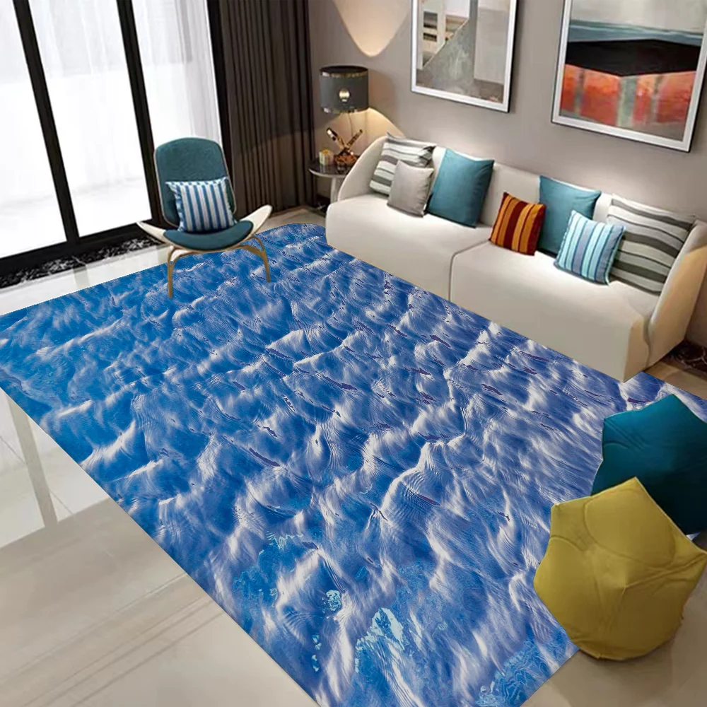 3D Ocean Sea Water Hallway Carpet Washable Non-Slip Living Room Sofa Chairs Area Mat Kitchen Doormat Area Rug