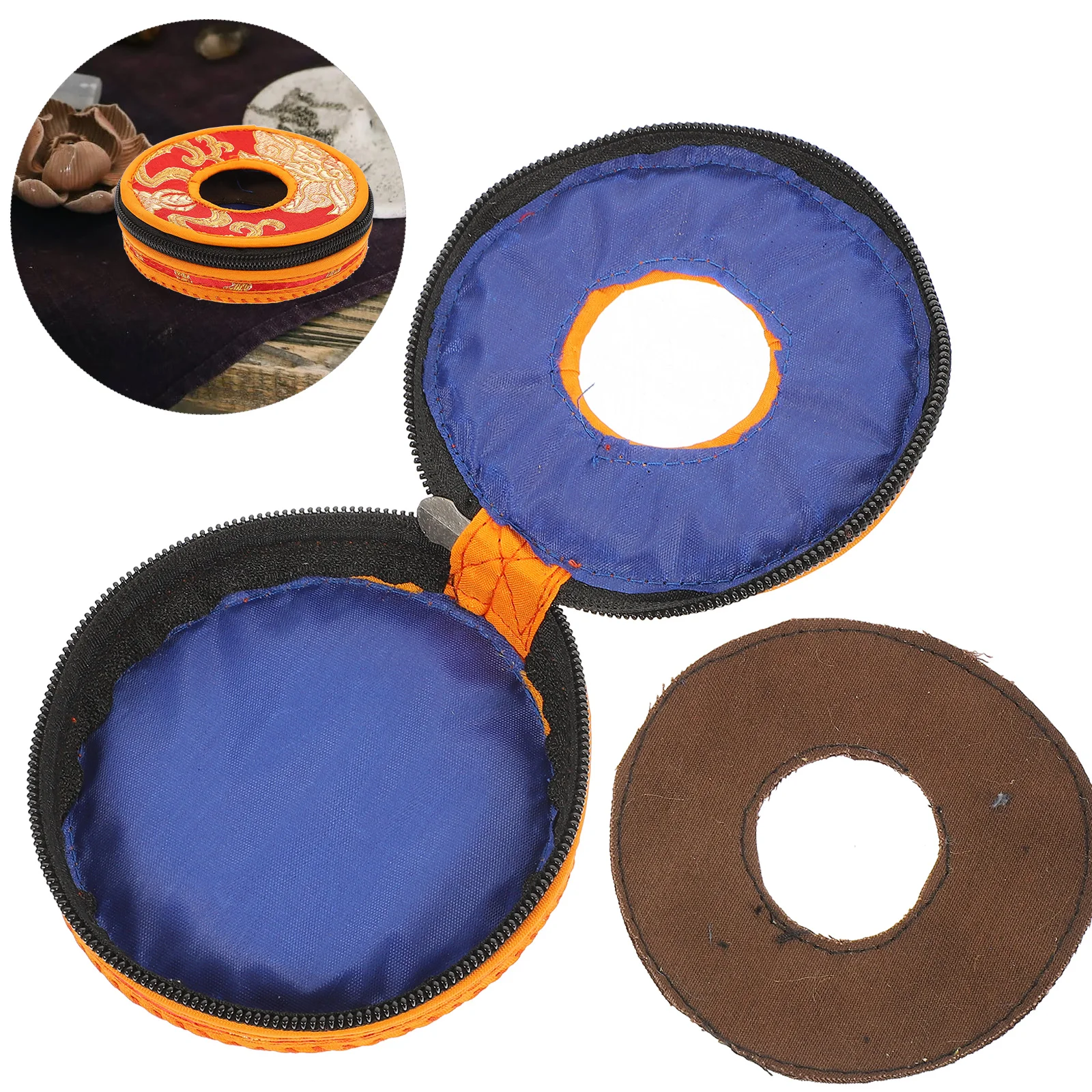 Bell Ring Set Polyester Storage Bag Nepal Pouch Cymbals Case Manual Supplies Sleeve Religious