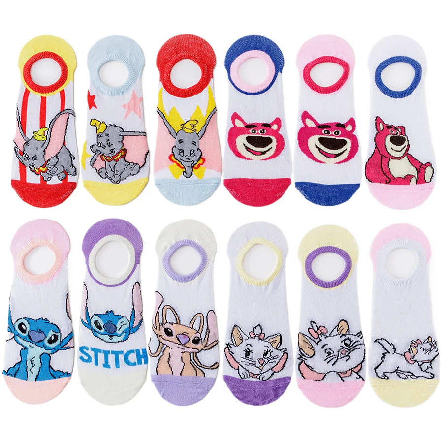 

10Pairs miniso disney Cute Cartoon Characters Unisex Trendy Socks for Anime Lovers Skateboarders Daily Wear short boat invisible