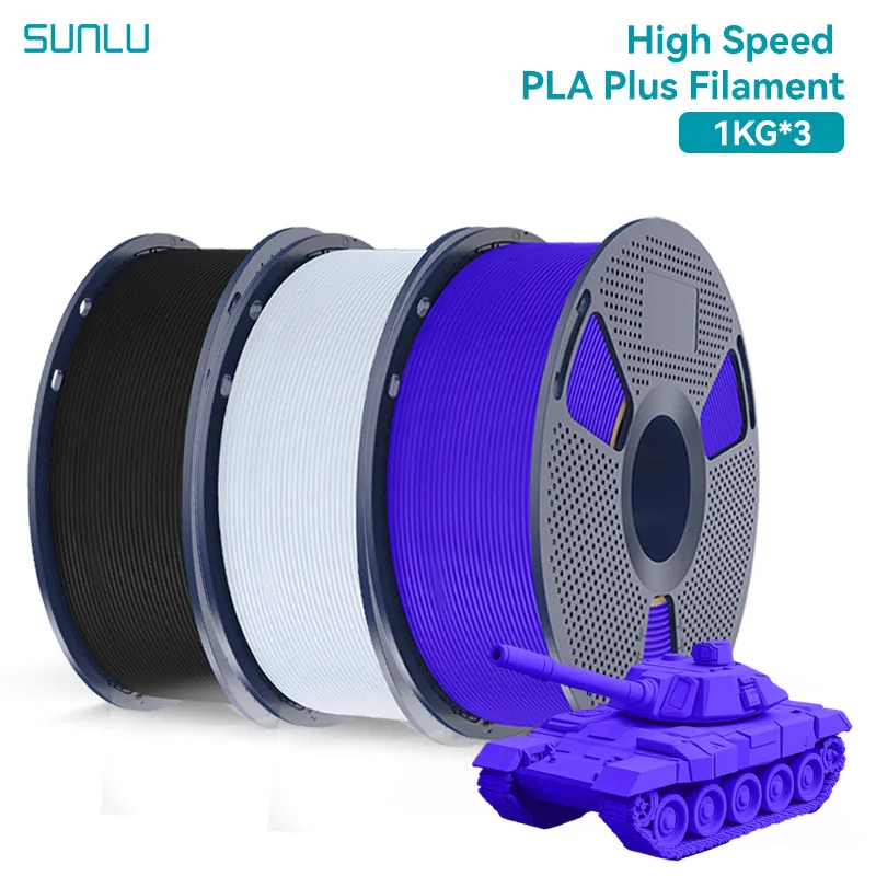 SUNLU 3 kg Hochgeschwindigkeits-PLA-PLUS-Filament, 1,75 mm, 1 kg Spule, ordentlich gewickeltes PLA-3D-Drucker-Filament, passend für die meisten FDM-3D-Drucker