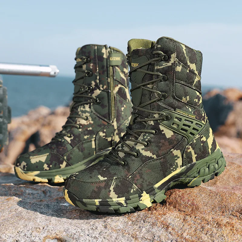 

New Men's Camouflage Tactical Boots Outdoor Waterproof Trekking Boots Men Work Safety Shoes Comfort Anti-Slip Hiking Boots Man