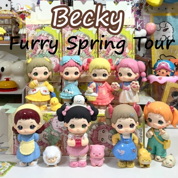 

Authentic Becky Furry Spring Tour Series Blind Box Cute Girl Doll Figurine Mysteru Box Desktop Ornament Trendy Toy Surprise Gift