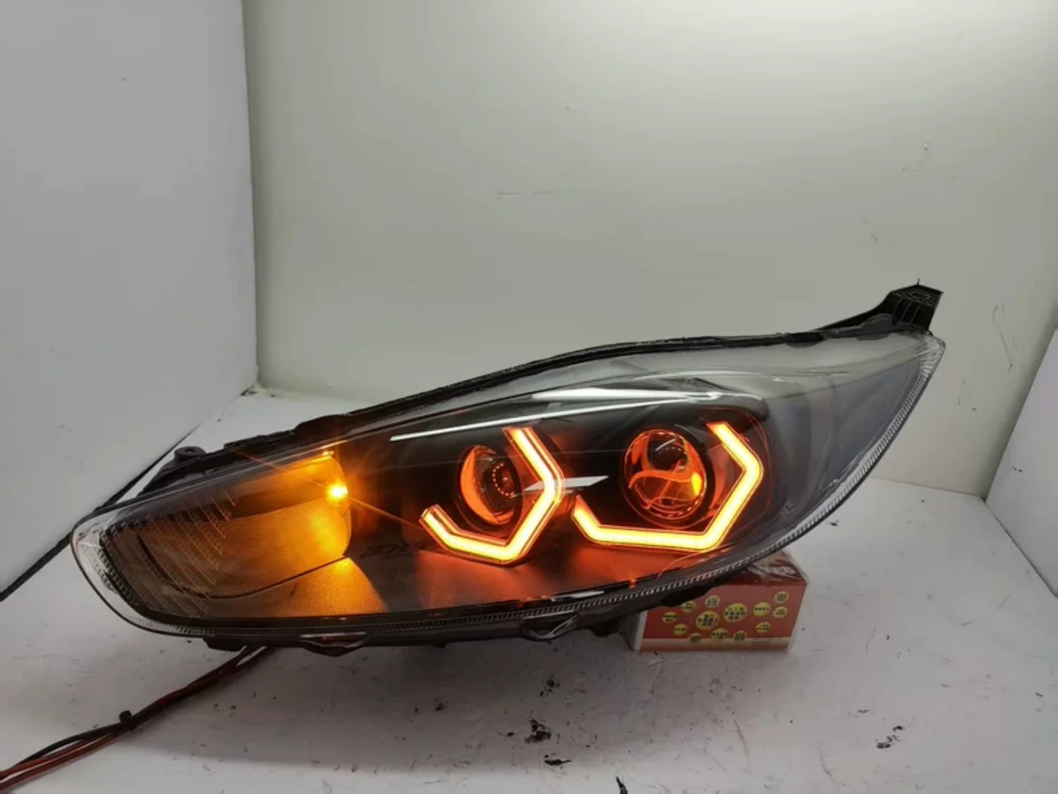Car Front Headlight for Ford Fiesta 13-16 LED dual lens Daytime Running Light DRL Head lamp Low High Beam Turn signal