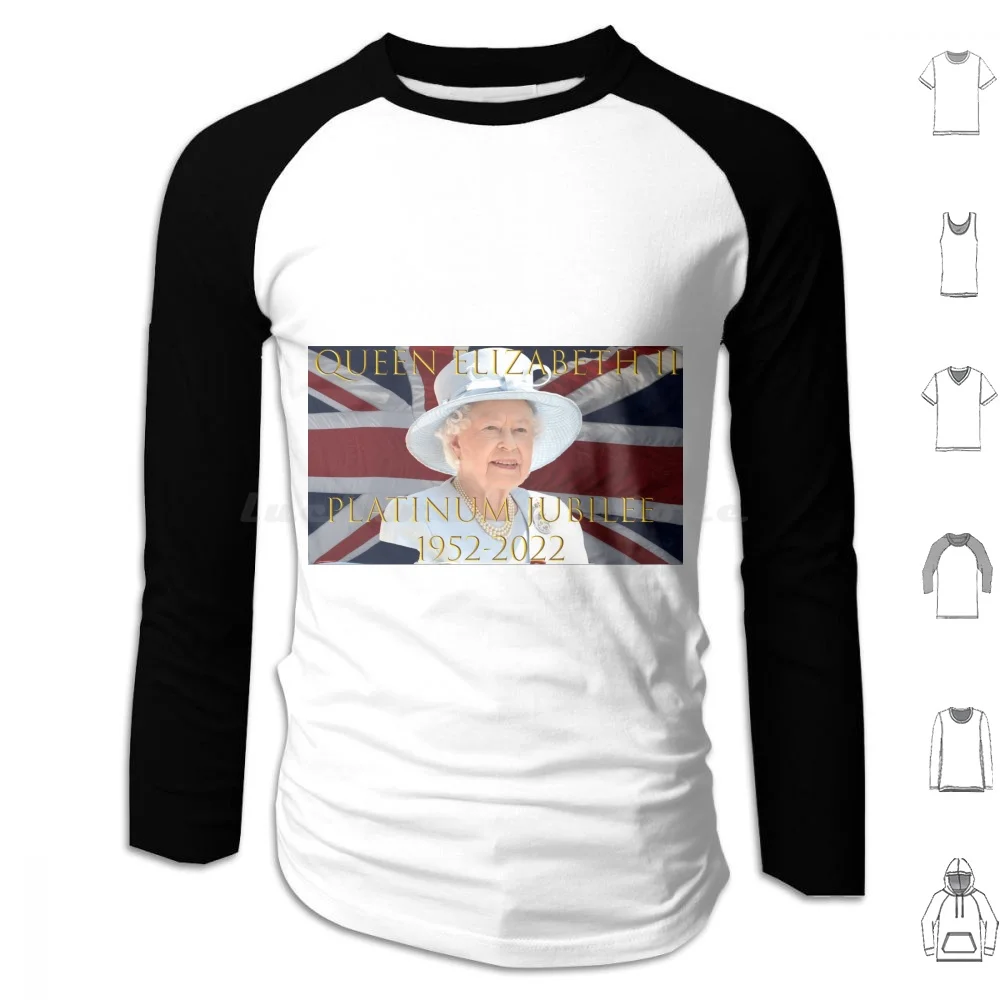 Sweat-shirt à capuche Queen Elizabeth Ii Platinum Jubilee à manches longues Queen Hrh Sa Majesté Queen Elizabeth Ii Platinum Jubilee 70