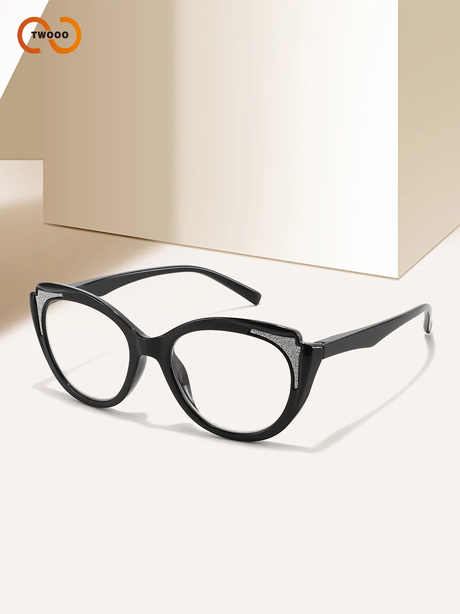 3PCS Cat Eye Gradient Color Glasses Frame for Presbyopia Lightweight with Spring Hinges No Pinching Head